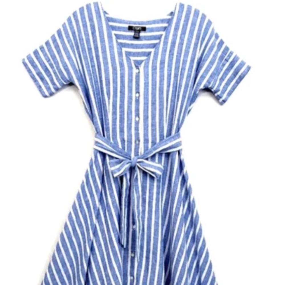 Blue and White Striped Kids Dress